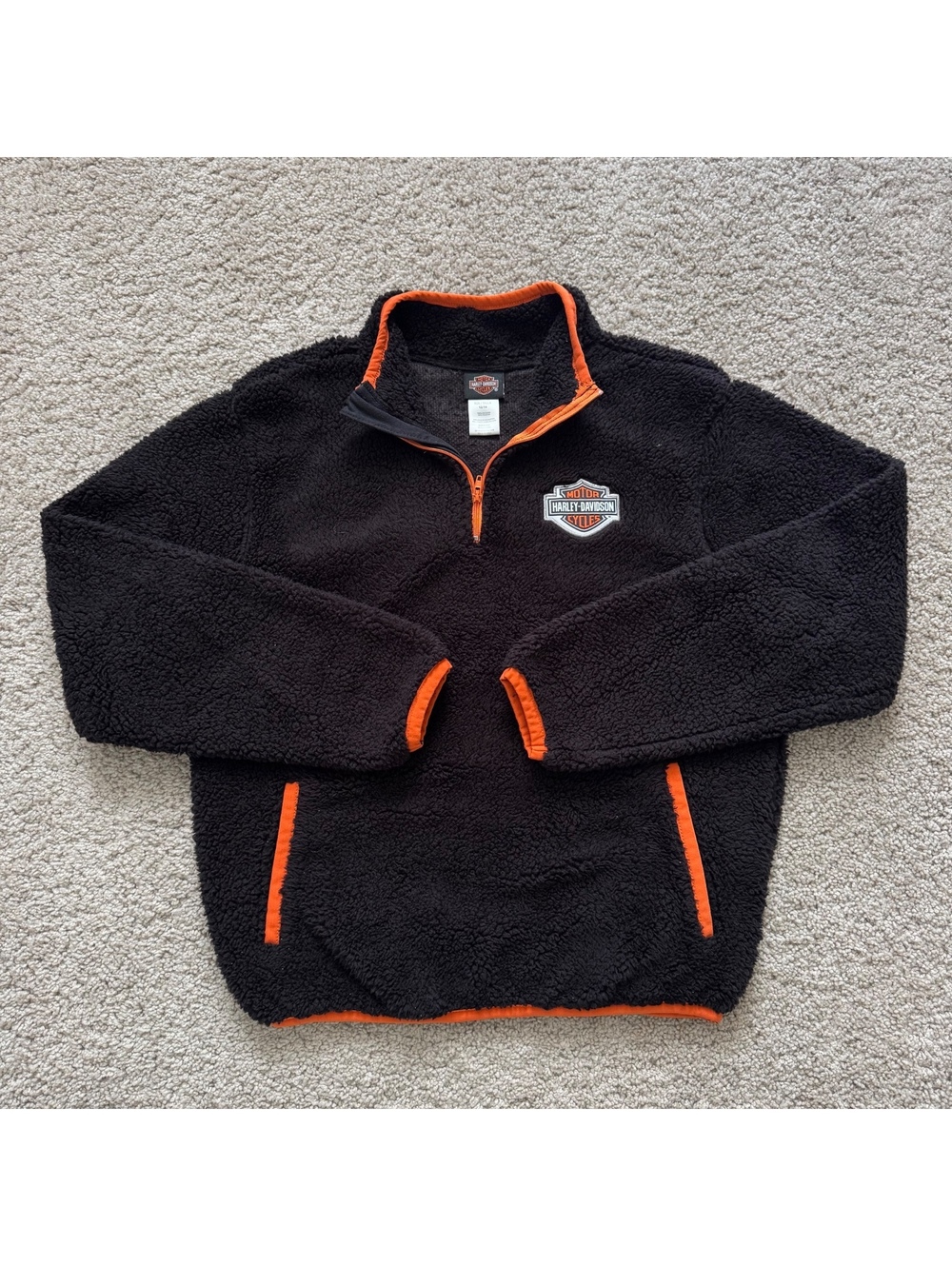 Harley davidson quarter zip sherpa fleece girls L 12/14